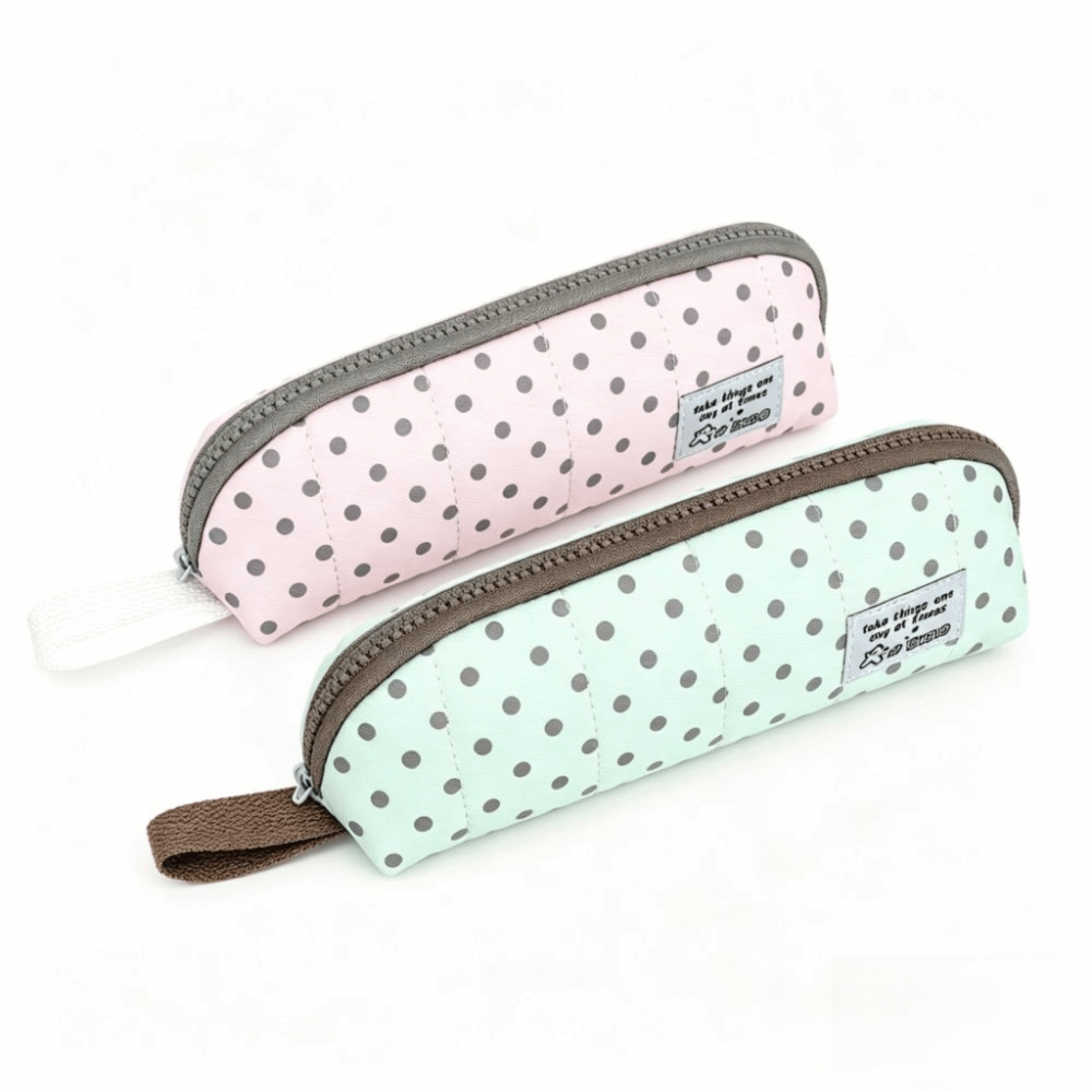 Aesthetic Large Pencil Case Pouch - Ästhetisches Stifteetui mit Polka-Dot-Muster, im koreanischen
