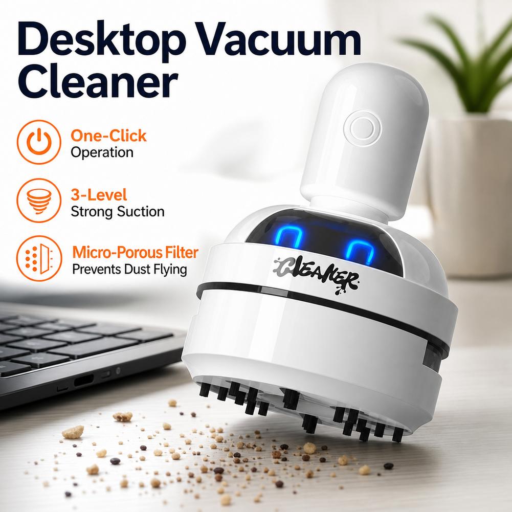 Mini Desktop Vacuum Cleaner For Eraser Dust - Desktop-Staubsauger, USB-aufladbar, 3 Stufen, starke Saugkraft,
