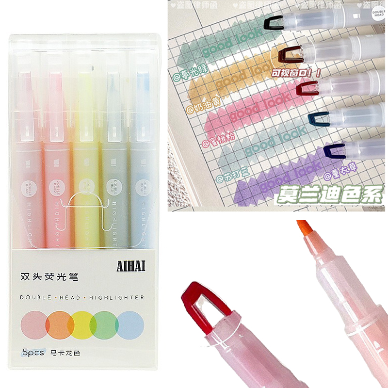 5-Farben-Textmarker mit doppel – Pastel Highlighter Set Double Ended Bewertung und Preis
